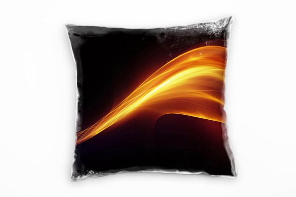 Abstrakt, schwarz, orange, Lichtlinien Deko Kissen 40x40cm für Couch Sofa Lounge Zierkissen