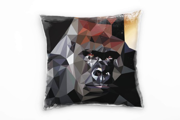 Abstrakt, Tiere, Gorilla, schwarz, orange Deko Kissen 40x40cm für Couch Sofa Lounge Zierkissen
