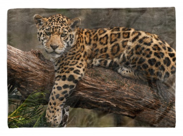 Handtuch Strandhandtuch Saunatuch Kuscheldecke mit Tiermotiv kleiner Jaguar