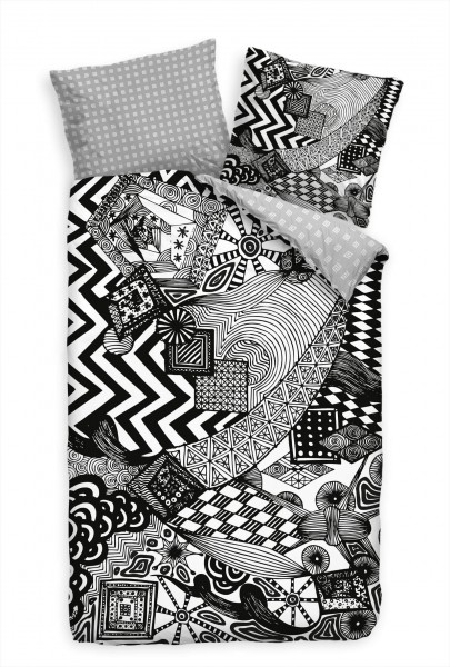 Abstrakt Schwarz Weiss Muster Bettwäsche Set 135x200 cm + 80x80cm Atmungsaktiv