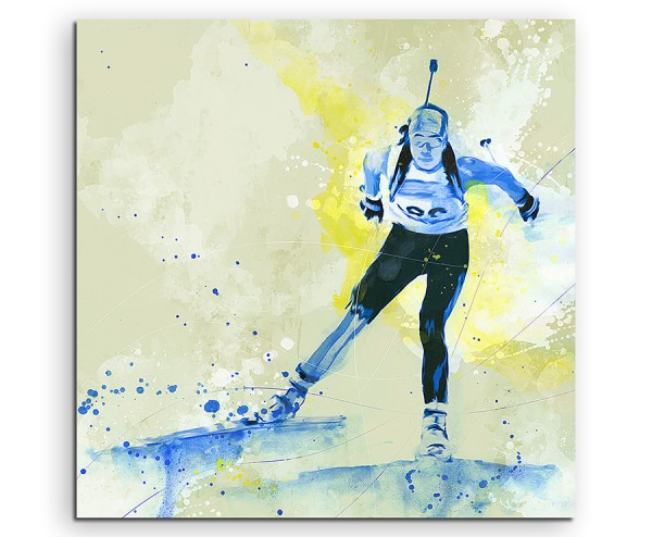 Biathlon II 60x60cm SPORTBILDER Paul Sinus Art Splash Art Wandbild Aquarell Art