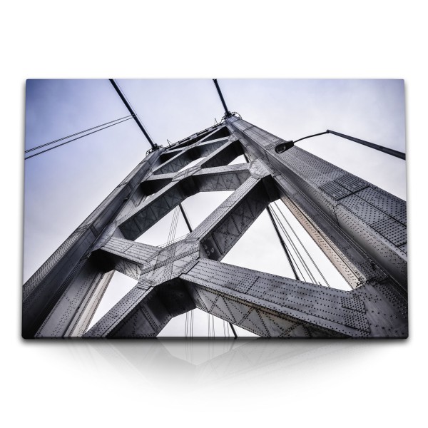 120x80cm Wandbild auf Leinwand Golden Bridge San Francisco Brückengerüst Metall
