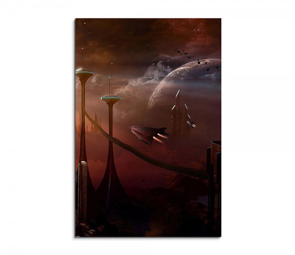 Futuristic City Planet Fantasy Art 90x60cm