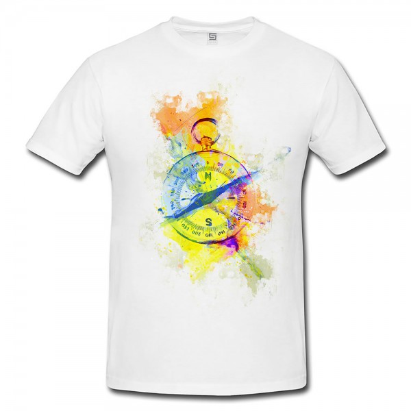 Kompass Herren T- Shirt , Stylisch aus Paul Sinus Aquarell Color