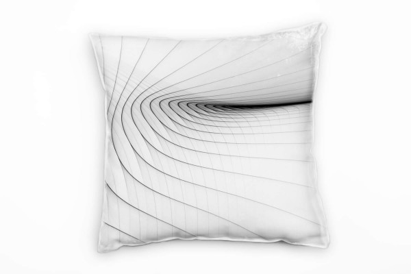 Abstrakt, schwarz, weiß, geschwungene Linien, Leichtigkeit Deko Kissen 40x40cm für Couch Sofa Lounge