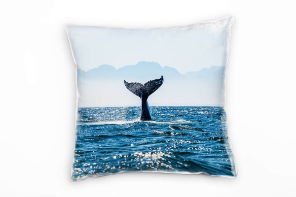 Tiere, Wal, Walflosse, Meer, blau Deko Kissen 40x40cm für Couch Sofa Lounge Zierkissen