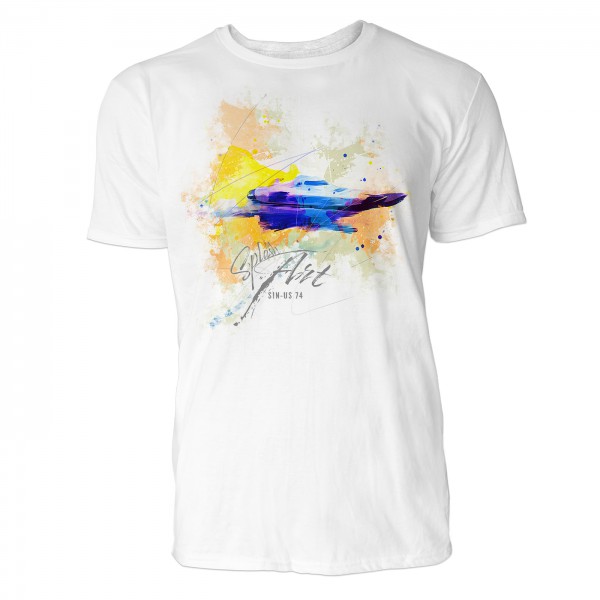 Speedboot seitlich Sinus Art ® T-Shirt Crewneck Tee with Frontartwork