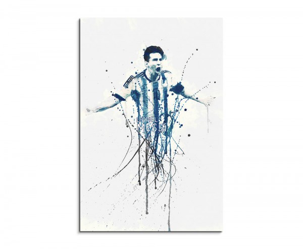 Lionel Messi 90x60cm Aquarell Art Wandbild auf Leinwand fertig gerahmt Original Sinus Art