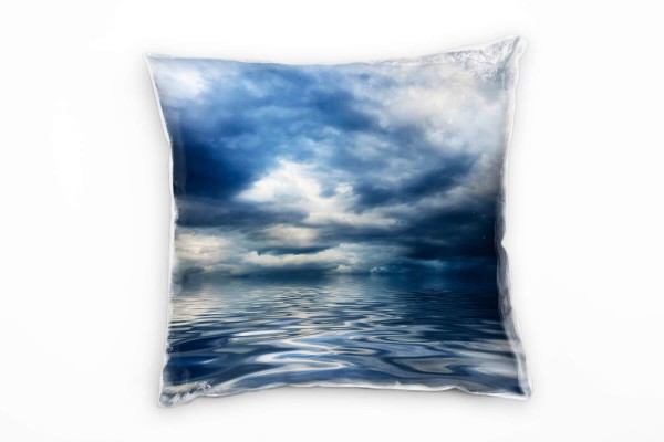 Meer, blau, grau, Wolken, glatte Wasseroberfläche Deko Kissen 40x40cm für Couch Sofa Lounge Zierkiss
