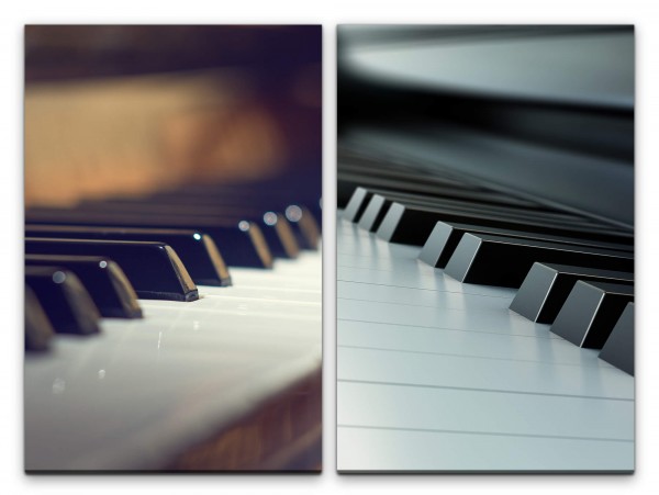 2 Bilder je 60x90cm Klavier Klaviertasten Musik Klassische Piano Nahaufnahme Jazz