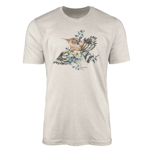 Herren Shirt Organic T-Shirt Aquarell Motiv Wiedehopf Vogel Bio-Baumwolle Ökomode Nachhaltig Farbe