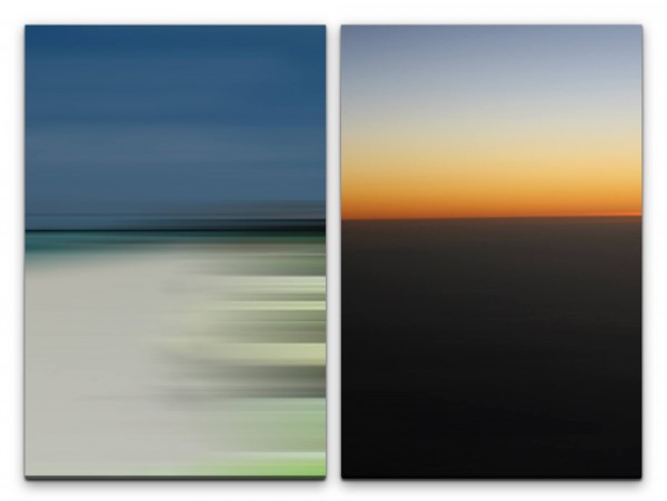 2 Bilder je 60x90cm Minimal Modern Abendröte Harmonisch Entspannend Sonnenuntergang Weite