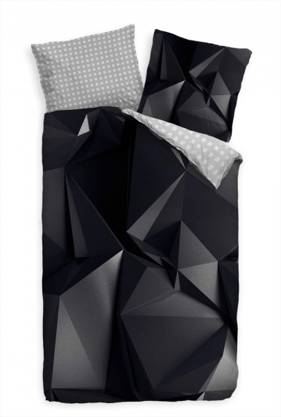 Abstrakt Polygon Schwarz Bettwäsche Set 135x200 cm + 80x80cm Atmungsaktiv