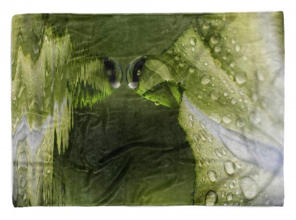 Handtuch Strandhandtuch Saunatuch Kuscheldecke mit Fotomotiv Grün Wassertropfen