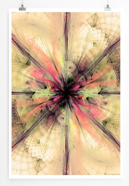 Abstraktes Wallpaper von geometrischer Blumen 60x90cm Poster