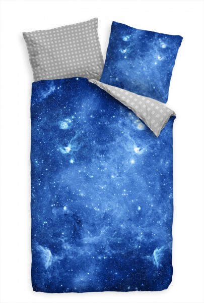 Milchstraáe Blau Sterne Hintergrund Bettwäsche Set 135x200 cm + 80x80cm Atmungsaktiv
