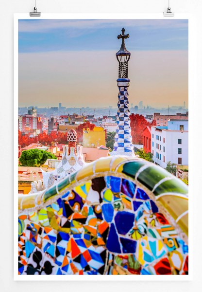 60x90cm Poster Bild - Park Guell in Barcelona Spanien