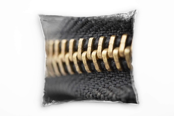 Macro, gold, schwarz, Reißverschluss Deko Kissen 40x40cm für Couch Sofa Lounge Zierkissen