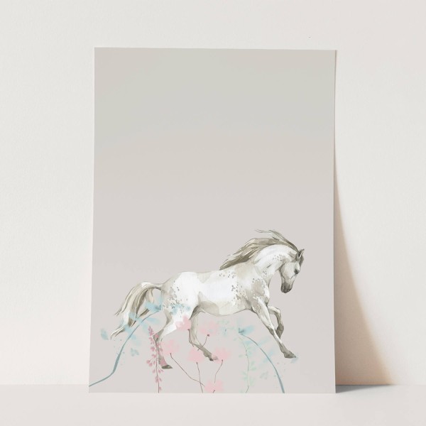 Wandbild Tier Motiv weißes Pferd Wild Aquarell Kunstvoll Wasserfarben