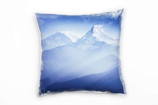 Winter blau, weiß, Berglandschaft Deko Kissen 40x40cm für Couch Sofa Lounge Zierkissen