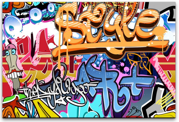 Wand mit Graffiti Wandbild in verschiedenen Größen