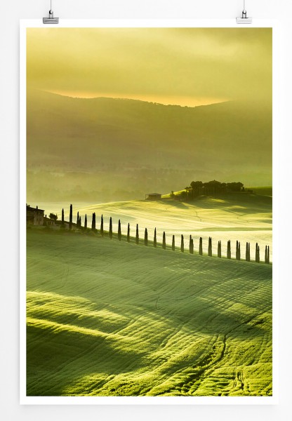 90x60cm Poster Sonnenaufgang bei San Quirico d'Orcia Italien