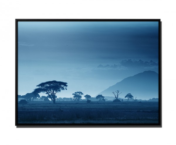 105x75cm Leinwandbild Petrol Sonnenuntergang Kenia I