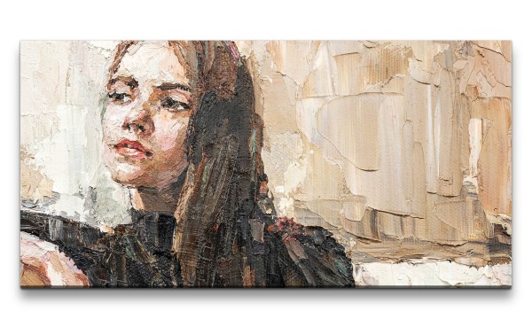Leinwandbild 120x60cm Schöne junge Frau Porträt Malerisch Kunstvoll Feminin