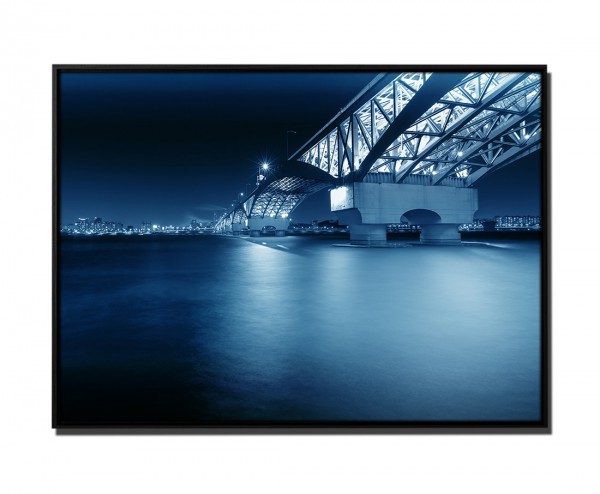 105x75cm Leinwandbild Petrol Korea Seongsan-Brücke Han river Brücke Vith Seongsan Nacht