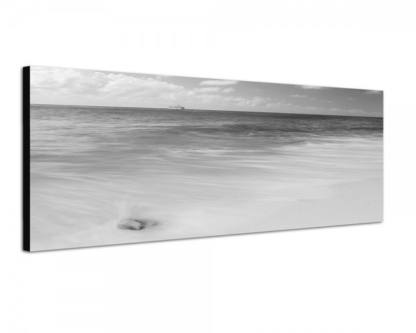 150x50cm Sandstrand Meer Horizont Schiff Wolken