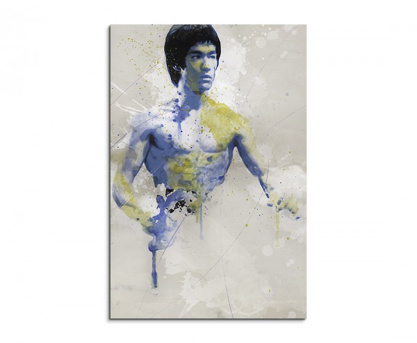 Bruce Lee Splash 90x60cm Kunstbild als Aquarell auf Leinwand