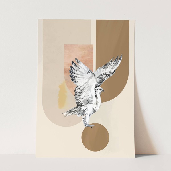 Vogel Motiv weißer Falke einzigartiges Design Brauntöne