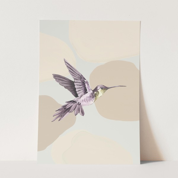 Vogel Motiv Kolibri Blumen Blüten Wasserfarben Pastelltöne