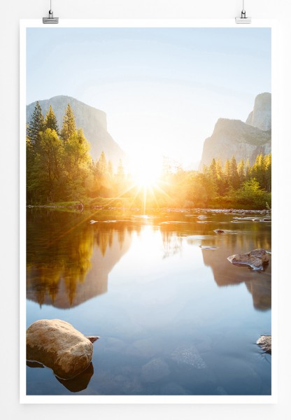 90x60cm Poster Yosemite Tal bei Sonnenaufgang USA