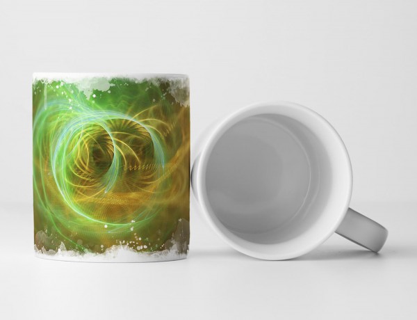 Tasse Geschenk Lichtgrüne Kreise + Sepia-Hintergrund