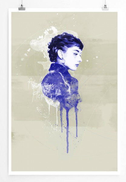Audrey Hepburn III 90x60cm Paul Sinus Art Splash Art Wandbild als Poster ohne Rahmen gerollt