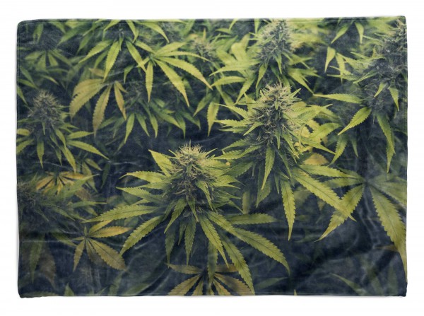 Handtuch Strandhandtuch Saunatuch Kuscheldecke mit Fotomotiv Cannabis Hanf Pfla