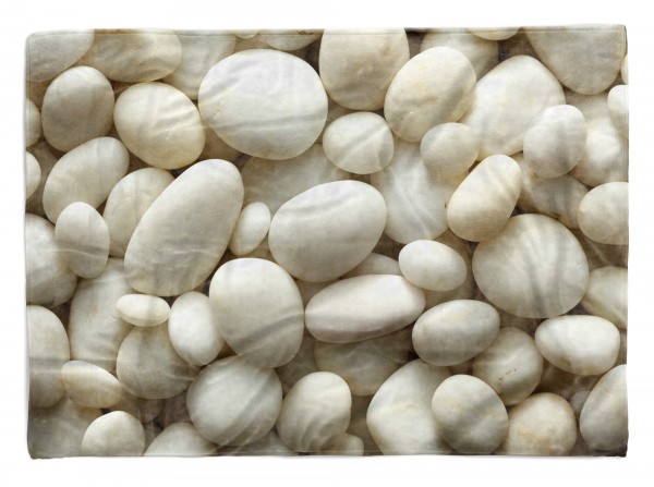 Handtuch Strandhandtuch Saunatuch Kuscheldecke mit Fotomotiv Weiße runde Steine