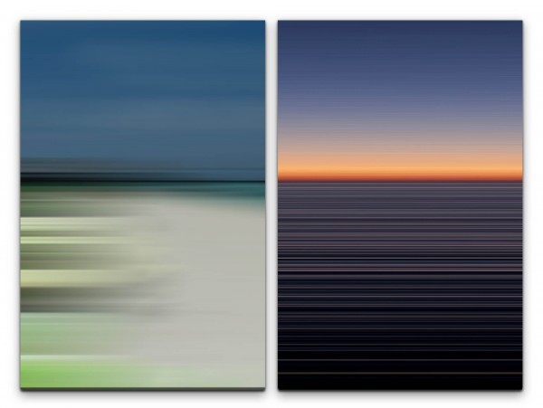 2 Bilder je 60x90cm Horizont Abendröte Minimal Strand Sonnenuntergang Himmel Büro