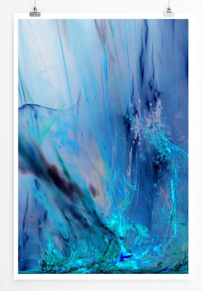 Abstrakte blaue Farbschlieren 60x90cm Poster