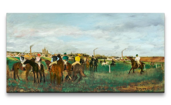 Remaster 120x60cm Edgar Degas weltberühmtes Wandbild The Races zeitlose Kunst Pferderennen Pferde