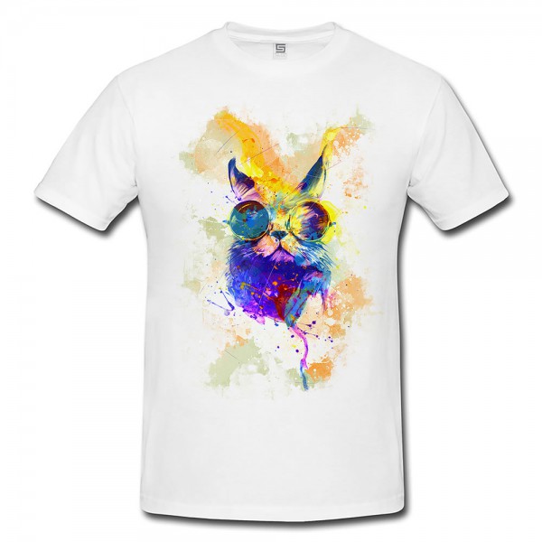 Cool Cat Herren T- Shirt , Stylisch aus Paul Sinus Aquarell Color