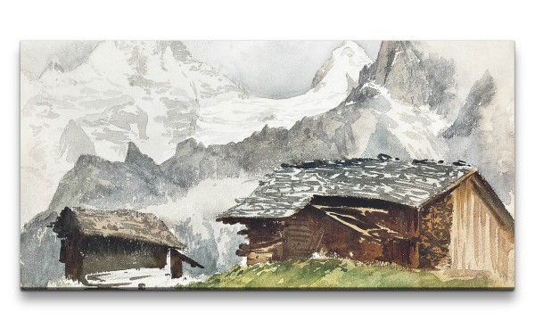 Remaster 120x60cm John Singer berühmtes Gemälde zeitlose Kunst Berge Berghütten Natur