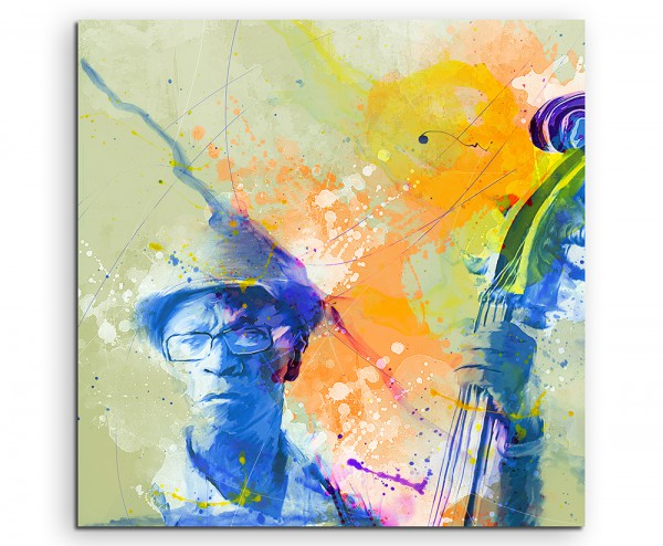 Jazz Spieler Cuba 60x60cm Aquarell Art Leinwandbild