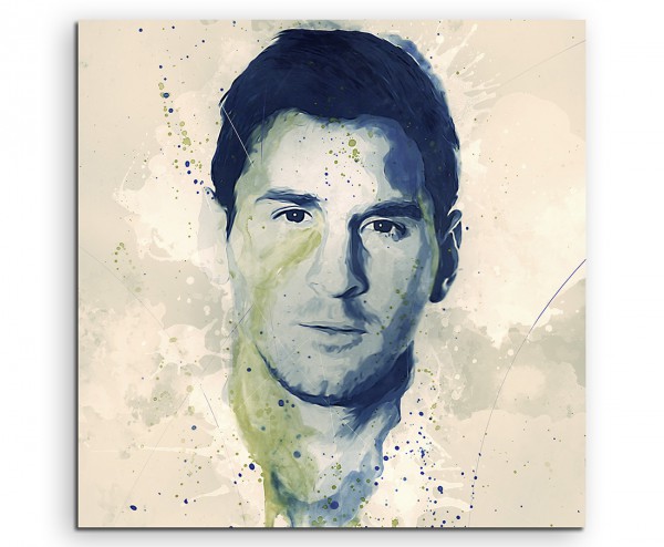 Lionel Messi Splash 60x60cm Kunstbild als Aquarell auf Leinwand