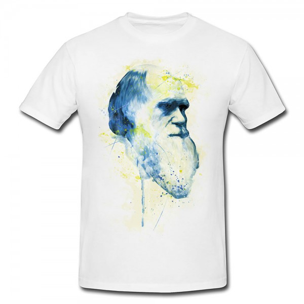 Charles Darwin Premium Motiv aus Paul Sinus Aquarell - Herren und Damen Shirt weiss
