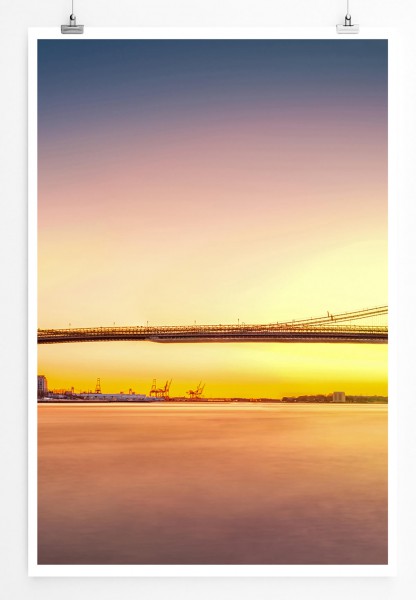 Urbane Fotografie 60x90cm Poster Brooklyn Bridge bei Sonnenaufgang USA