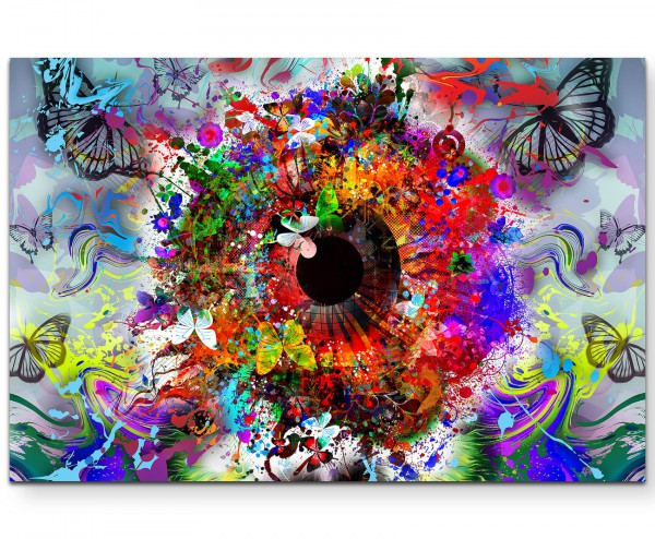 Abstraktes Auge mit Schmetterlingen - Leinwandbild