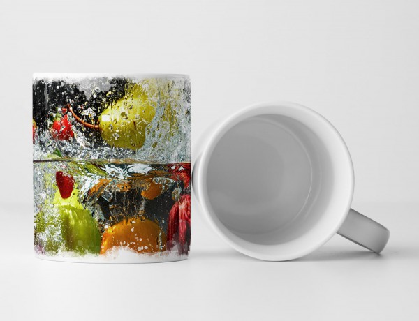 Tasse Geschenk Food-Fotografie – Obst im spritzenden Wasser