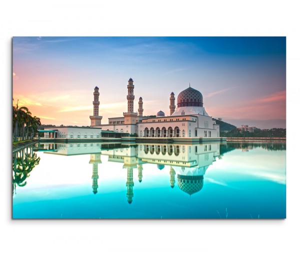 120x80cm Wandbild Moschee Wasser Morgenrot Reflexion